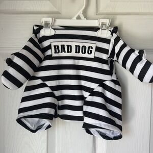Prisoner Dog Pet Costume Halloween Large‎ White & Black Stripes Cute! Kohl's BxN